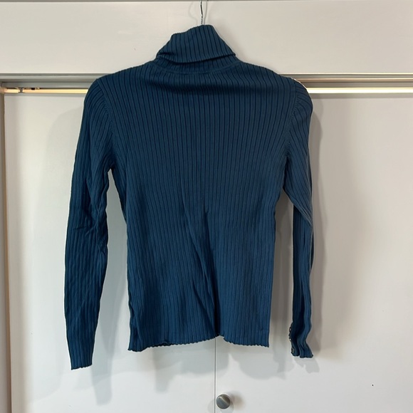 Ribbed Turtleneck Sweater in Blue - Picture 3 of 3